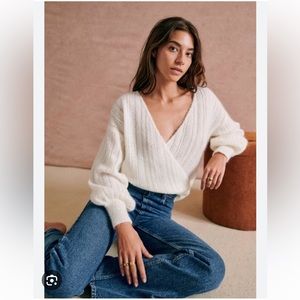 Knitted jumper Sézane cristina size M-white cream-